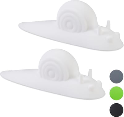 deurstopper slak - set van 2 - rubber - zacht - beschermt bodem & wand - handig bij tocht - wit