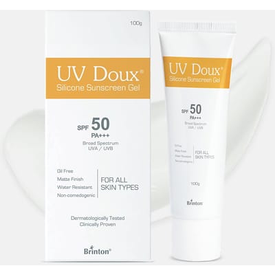 Brinton UV Doux Gezicht & Lichaam Zonnebrandgel SPF 50 PA+++ | Matte Finish, Olievrij, Waterbestendig | UVA/UVB Bescherming | Alle Huidtypes | 100g orange