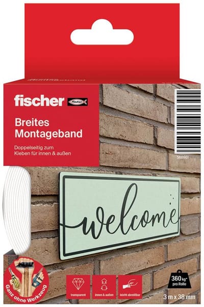 Fischer GOW 560901 Montagetape Wit (l x b) 3 m x 38 mm 1 stuk(s)