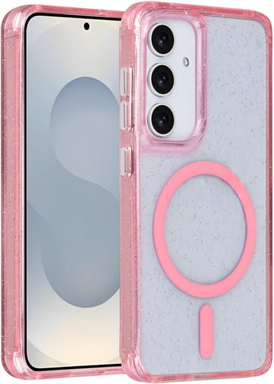 TUNIQ telefoonhoesje voor Samsung Galaxy S25 - MagSafe met glitter - Roze
