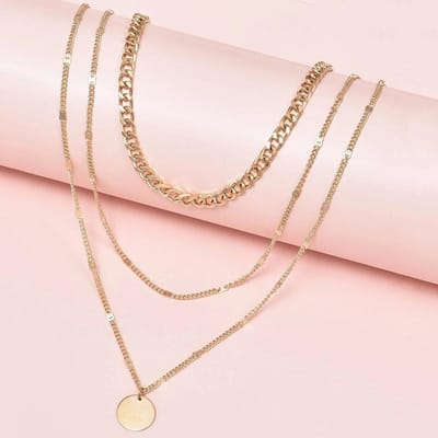 Koude Wind Schijf Hanger Sleutelbeen Nekketting, Meerlaagse Ketting, Kettingketting