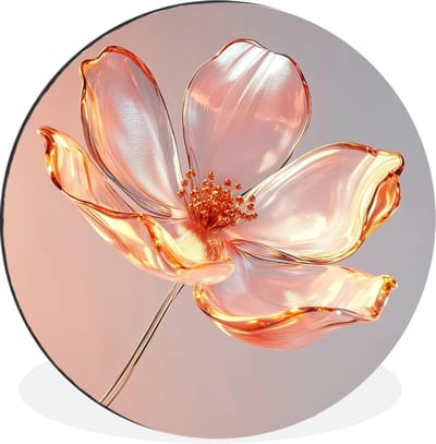 WallCircle - Wandcirkel - Muurcirkel - Glazen - Bloem - Roze - Aluminium - Dibond - 30x30 cm - Binnen en Buiten