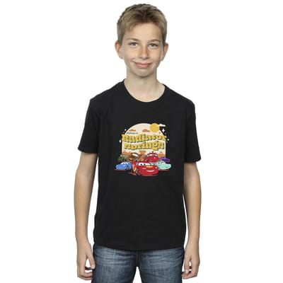 Disney Jongens Cars Radiator Springs Groep T-Shirt (Zwart)