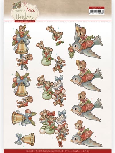 3D Cutting Sheet - Yvonne Creations - Have a Mice Christmas - Christmas Socks 1 stuk