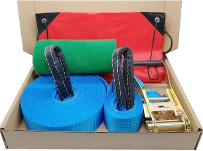 Slackline Kit - Balans Touw - Outdoor Fitness - Eenvoudige Ratel Installatie - 25 Meter - Blauw