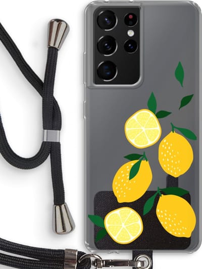 Case Company® - Hoesje met koord geschikt voor Samsung Galaxy S21 Ultra hoesje met Koord - You're my lemon - Telefoonhoesje met Zwart Koord - Bescherming aan alle Kanten en Over de Schermrand