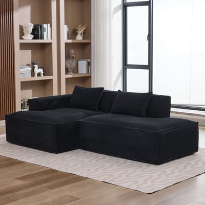 REDOM 3-Zits Bank + Sofa - Compact ontwerp met pocketveren - Moderne stijl voor woonkamer of kantoor - Slijtvaste polyester bekleding - Zwart - 235 x 129 x 70 cm