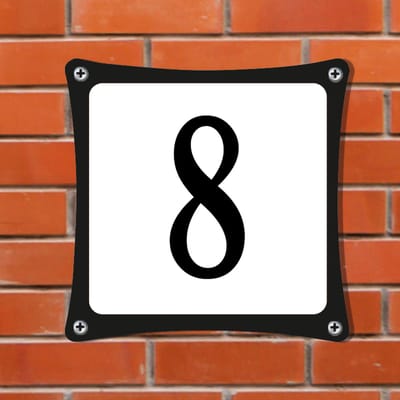 Decoporta Huisnummerbord Emaille-Look - Nummer 8 - Standaard - 10 x 10 cm | incl. schroeven