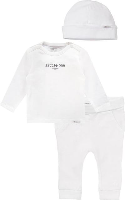 Noppies Set(3delig) Unisex, Shirt, Broek en Muts Wit - Maat 62