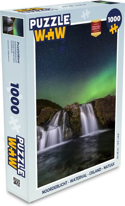 Puzzel Noorderlicht - Waterval - IJsland - Natuur - Legpuzzel - Puzzel 1000 stukjes volwassenen