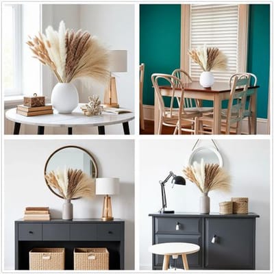 Gedroogd pampasgrasdecor 100 stuks - Gemengde gedroogde bloemen voor boho bruiloft, tafeldecoratie, rustiek boerderijfeest - Wit en bruin