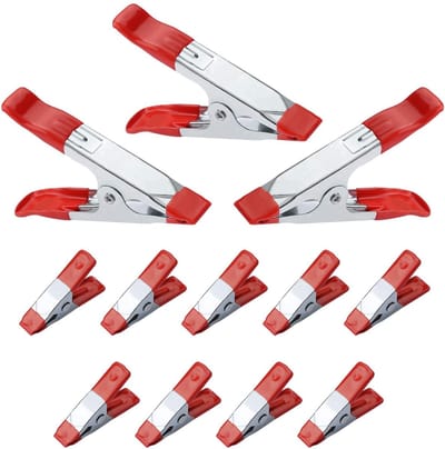 Dailygoods- Veerklemmen 12 Stuks - Kleine Metalen Clips - Antislip Rubberen Coating - Lichtgewicht - Zware Belasting - Geschikt voor Handwerk - Klemmen