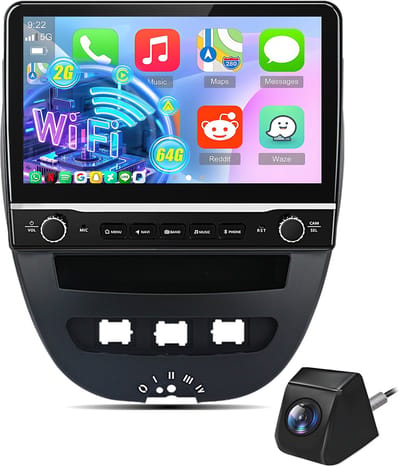 Hexinex Autoradio - Geschikt voor Peugeot 107, Toyota Aygo & Citroen C1 - Android 14 - 2+64GB - Apple Carplay & Android Auto - Achteruitrijcamera