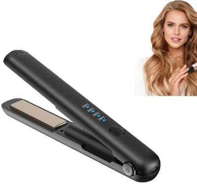 KZQ Mini 2-in-1 draadloze stijltang en krultang - Keramische coating - 4 temperatuurstanden - Geschikt voor kort en krullend haar - Zwart