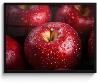 Poster in lijst - Fotolijst 70x50 cm - Posters - Rood - Appels - Fruit - Posterlijst zwart - Decoratie - Wanddecoratie woonkamer - Muurdecoratie slaapkamer