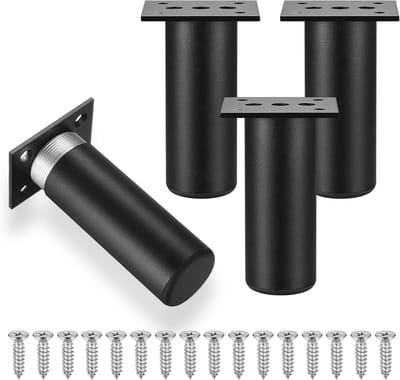 Moderne Zwarte Aluminium Meubelpoten 15 cm - Set van 4 voor Sofa's, Tafels en Kasten met Schroeven