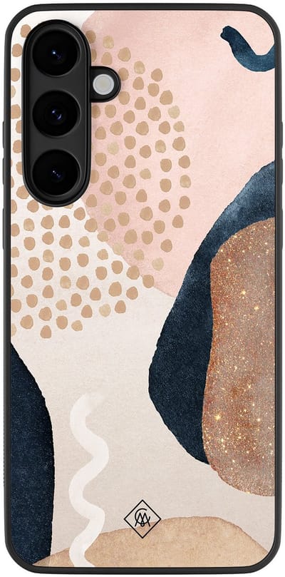 Casimoda® hoesje - Geschikt voor Samsung Galaxy S25 FE - Abstract Dots - Zwart TPU Backcover - Geometrisch patroon - Bruin/beige