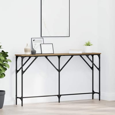 vidaXL - Wandtafel - artisanaal - eikenkleurig - 140 - x - 23 - x - 75 - cm