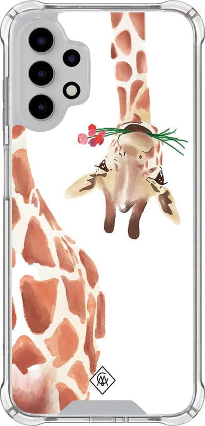 Casimoda® hoesje - Geschikt voor Samsung Galaxy A13 4G - Giraffe - Shockproof case - Extra sterk - TPU/polycarbonaat - Bruin/beige, Transparant