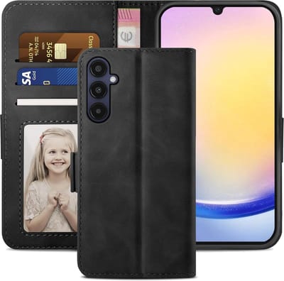 Geschikt voor Samsung Galaxy A25 5G - Klaphoes - Magneetsluiting met Kaartenvak - Book Case - Zwart