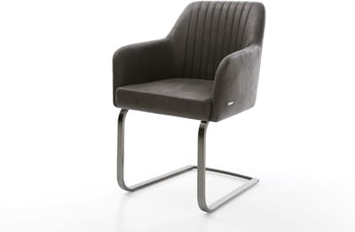 Sledestoel Greg-Flex sledemodel vlak grafiet microvelours antraciet vintage pocketveer kern