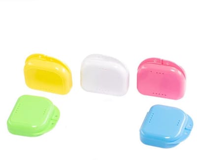 Gebitsbakje - 5 Struks - Beugelbakje - Sportbitje - Plastic - Makkelijk mee te nemen - Beugelbakje - Beugeldoosje - Bakje - Makkelijk op te bergen - Bruikbaar voor jong en oud - 8*7.7CM