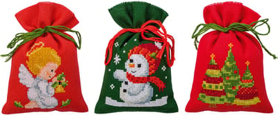 Vervaco - Telpakket kit - 8 x 12cm - Kruidenzakje - Kerst - set van 3 - PN-0180555