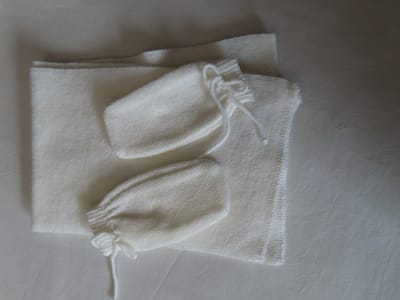 Sjaal + handschoentjes - Unie - Effen wit - 0 a 12 maand - 15 cm 90cm