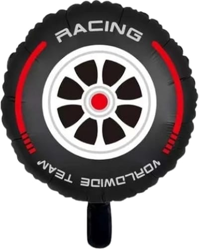 Folieballon - raceauto wiel - rood - 40cm