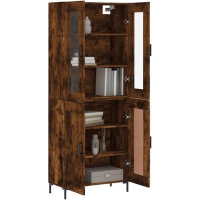 vidaXL - Hoge - kast - 69,5x34x180 - cm - bewerkt - hout - gerookt - eikenkleurig