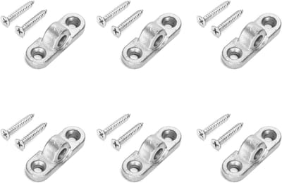 6 Stuks RVS Bevestigingsogen voor Tent met Schroeven - Ideaal voor Caravan, Luifel en Muurbevestiging (44,3 x 14,5 mm, Gat 7,8 mm)