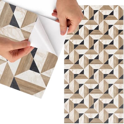 Tulup Meubelfolie - Hout met marmer Wrapfolie Keuken - 75x150 cm - Bruin Meubelfolie - Decoratiefolie Zelfklevend - Geometrische Meubelfolie - Meubelfolie Zelfklevend - Badkamer decoratie - Achtergronden en patronen