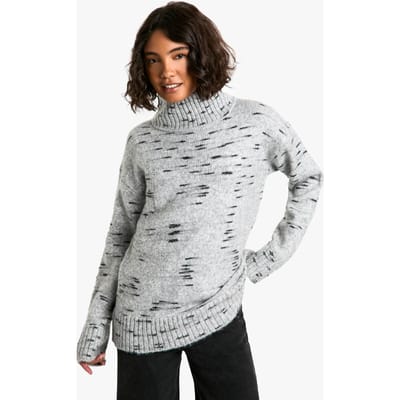 boohoo Dames Tall Soft Knit Marl Oversized High Neck Jumper | Grey | Maat: Small