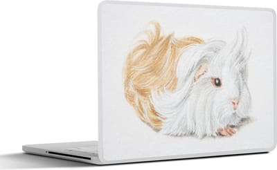 Laptop sticker - 13.3 inch - Een illustratie van een langharige cavia - 31x22,5cm - Laptopstickers - Laptop skin - Cover