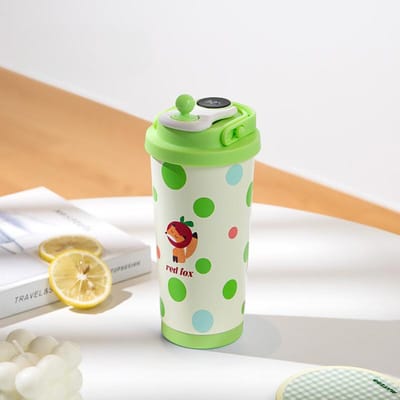 Affichage Intelligent de la Température Tasse à Boisson Double pour Enfants Tasse Thermos Acier Inoxydable Haut Niveau d'Apparence Grande Capacité Tasse pour Femmes Tasse à Café 530ml beige