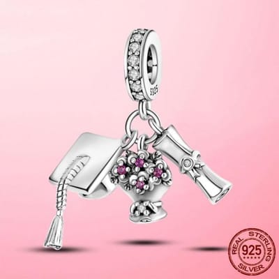 Perles Breloques de Haute Qualité Couleur Argent Livres de Remise de Diplôme S'adaptent aux Bracelets à Breloques de Mode Originaux Bijoux Cadeau white