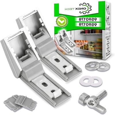 2 stuks scharnieren voor koelkastdeurgreep met originele code 9590178 9590124 voor Liebherr - Set bevat 2 scharnieren 2 schroeven 2 ringen 2 pluggen - Garantie 5 jaar - ONIX TECH