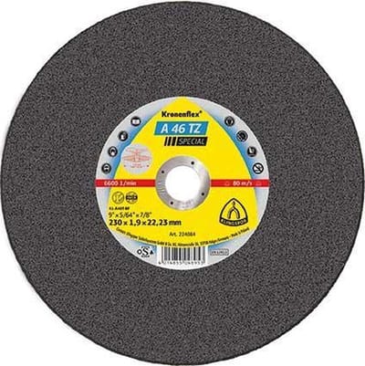 Doorslijpschijf A 46 TZ Special D230x1,9mm gebogen INOX boring 22,23mm KLINGSPOR