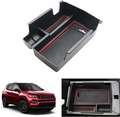 Center Console Opbergdoos voor Jeep Compass 2021-2025 - Armsteun Organizer, Handschoenenkastje en Accessoires voor Verbeterde Functionaliteit en Ruimte