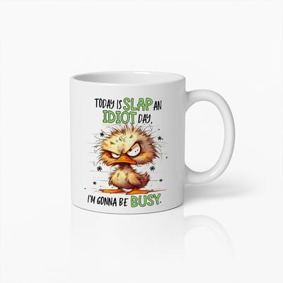 Grappige Boze Eend Mok – "Vandaag is Sla een Idioot Dag, Ik Ga Druk Bezig Zijn" Koffiebeker – Humoristisch Cadeau voor Vrienden & Collega’s