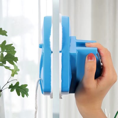 Dailygoods- Raamschraper Dubbelzijdig - Magnetische Glasreiniger - Voor Glasdikte 4-28 mm - ABS-Kunststof - 16 x 13 x 5,5 cm - Geschikt voor Ramen en Douchecabines