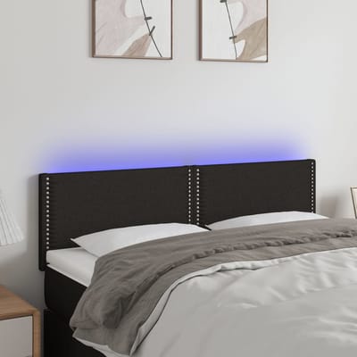 vidaXL - Hoofdbord - LED - 144x5x78/88 - cm - stof - zwart