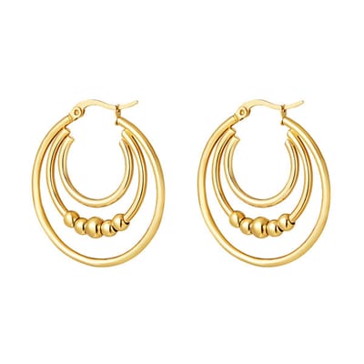 Bijoutheek Oorringen Drie Hoops En Beads Goud 0289843-188