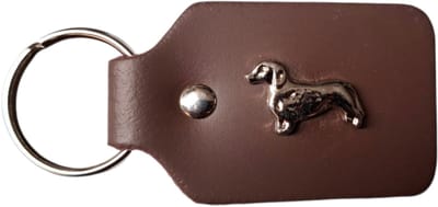 Leren Sleutelhanger - Tassenhanger - Teckel - Hond - Bruin