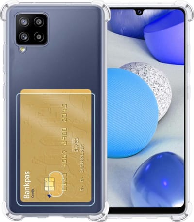 Hoesje - Geschikt voor Samsung Galaxy A42 - Met Pashouder en Kaarthouder - Telefoon Hoes Shockproof - Siliconen Case - Shock Proof - Back Cover - Pasjes Houder - Telefoonhoes - Transparant