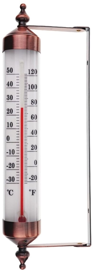 TOVBMUP Muurthermometer gietijzer - Wandthermometer - Buitenthermometer - Voor buitentemperatuur, kas, garage - bruin