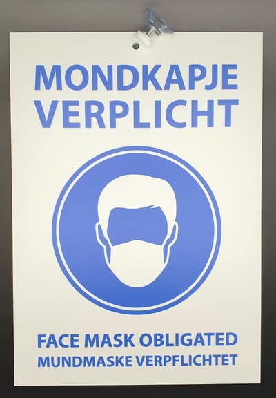 Bordje mondkapje verplicht zuignap 30x21cm