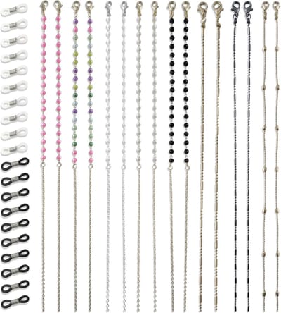 Elegante brillenketting met 20 rubberen lussen, anti-verlies zonnebrilhouder voor dames en heren, ideaal voor dagelijks gebruik en stijlvol accessoire