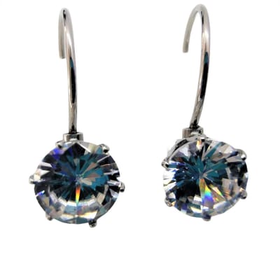 Oor hanger chirurgisch staal zilverkleurig met 6mm kristal.