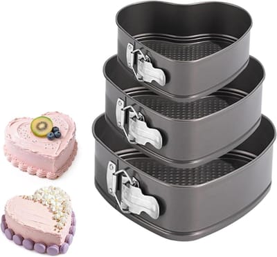 Solidchoice - Set van 3 RVS Hartvormige Bakvormen